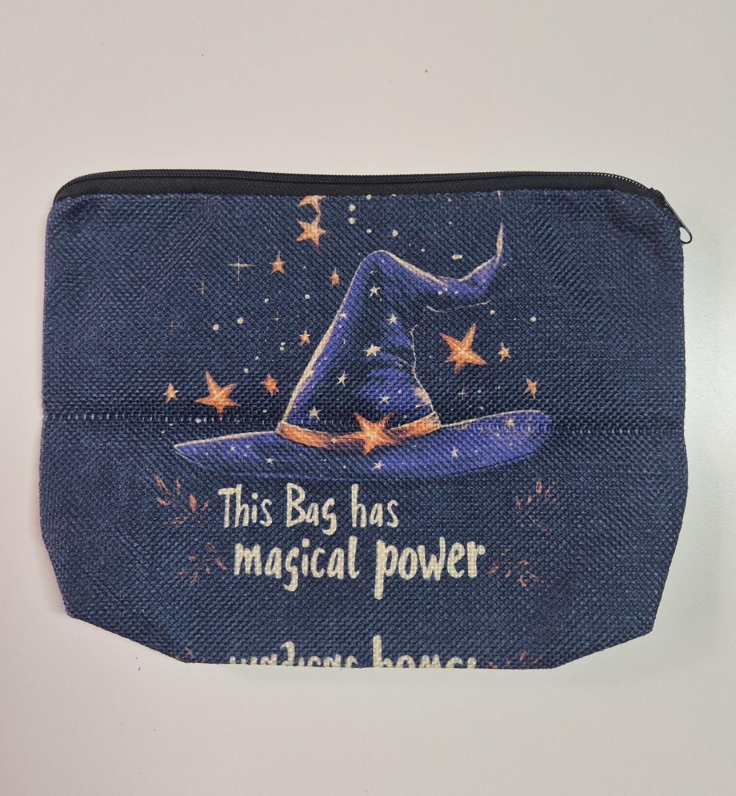 Polyester toiletry bag with witch hat