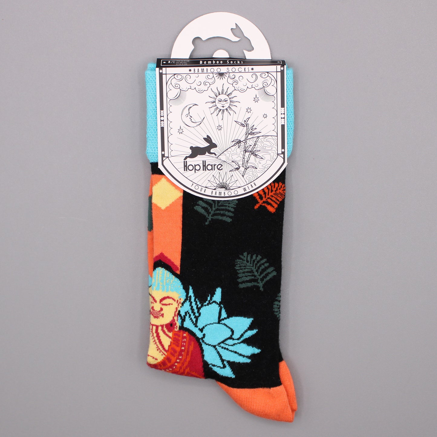 Hop Hare Bamboo Socks (S/M) - Blue Buddha &amp; Lotus Flower