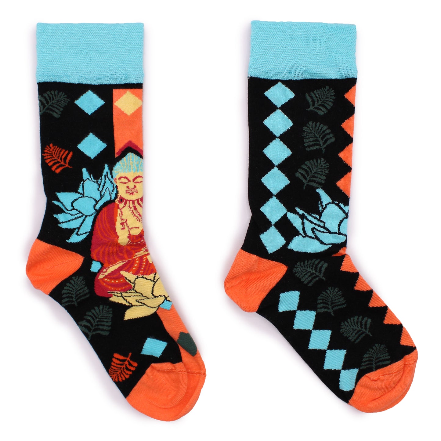 Hop Hare Bamboo Socks (S/M) - Blue Buddha &amp; Lotus Flower