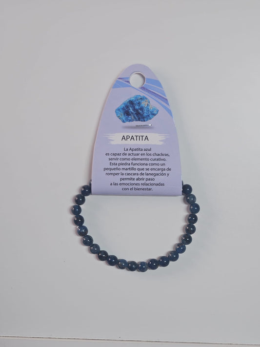 Pulsera mineral apatita azul 6mm,