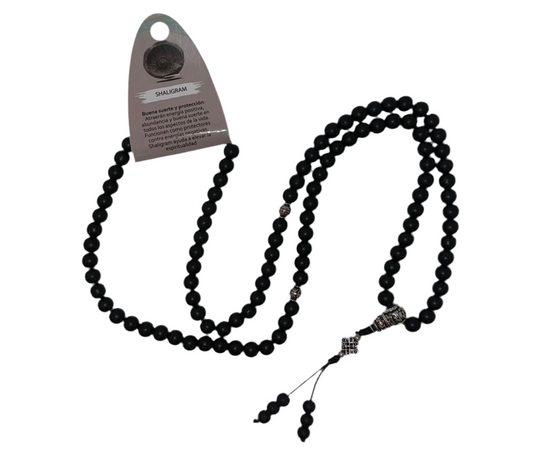 Jap Mala Shaligram 8 mm With Endless Knot Pendant