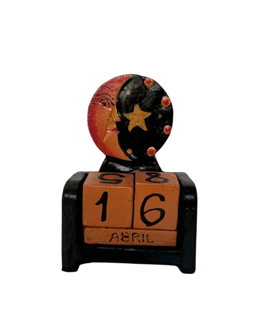 Calendario madera luna naranja