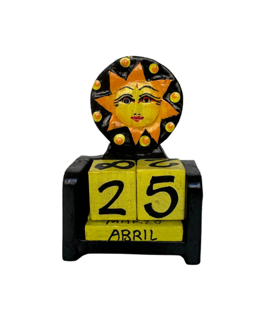 Calendario madera sol amarillo