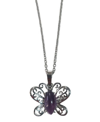 Butterfly Pendant Energy Transmutation Amethyst Emotional Tranquility