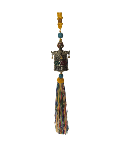 Large Tibetan prayer wheel pendant.