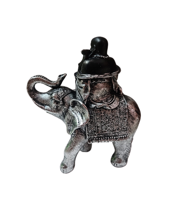 Figura - Budha en Elefante Plateado