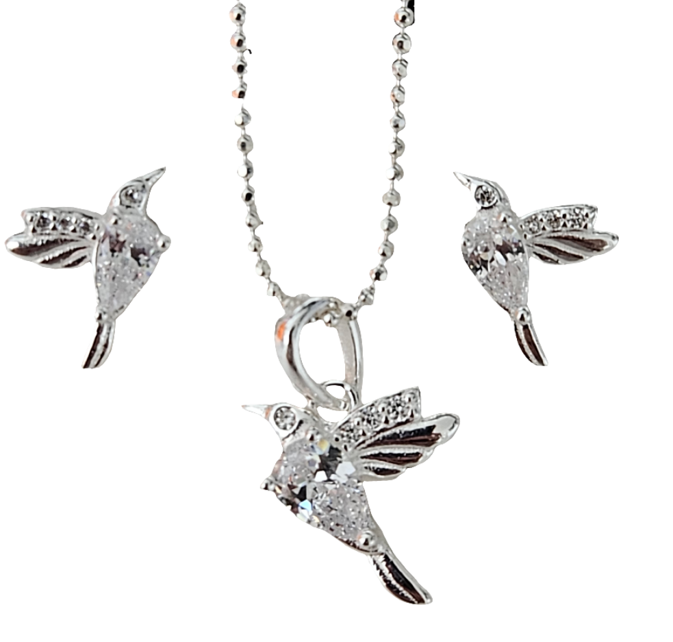 Conjunto Colibri Plata con circonita