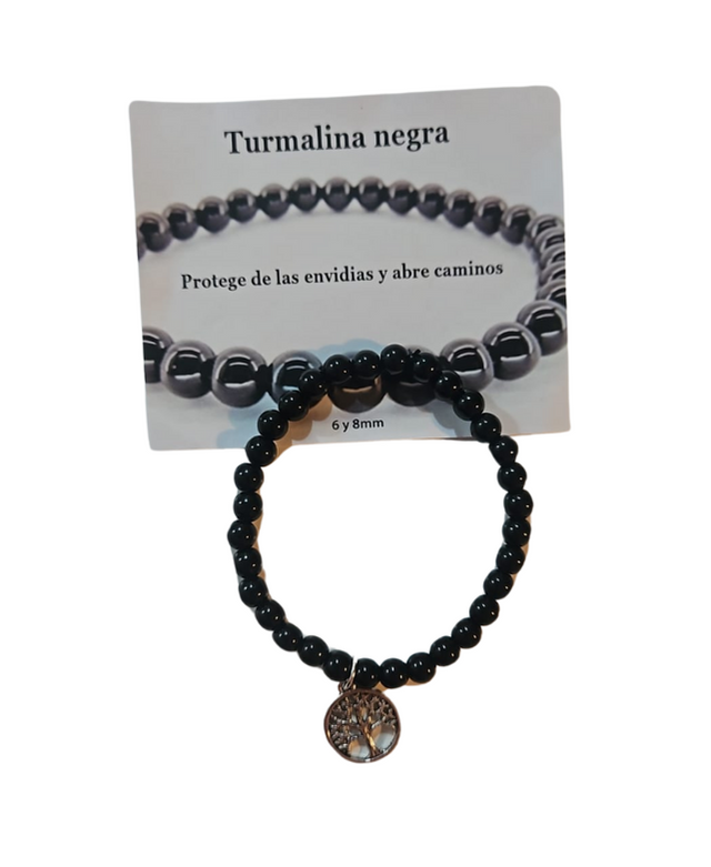 Pulsera turmalina negra 6mm