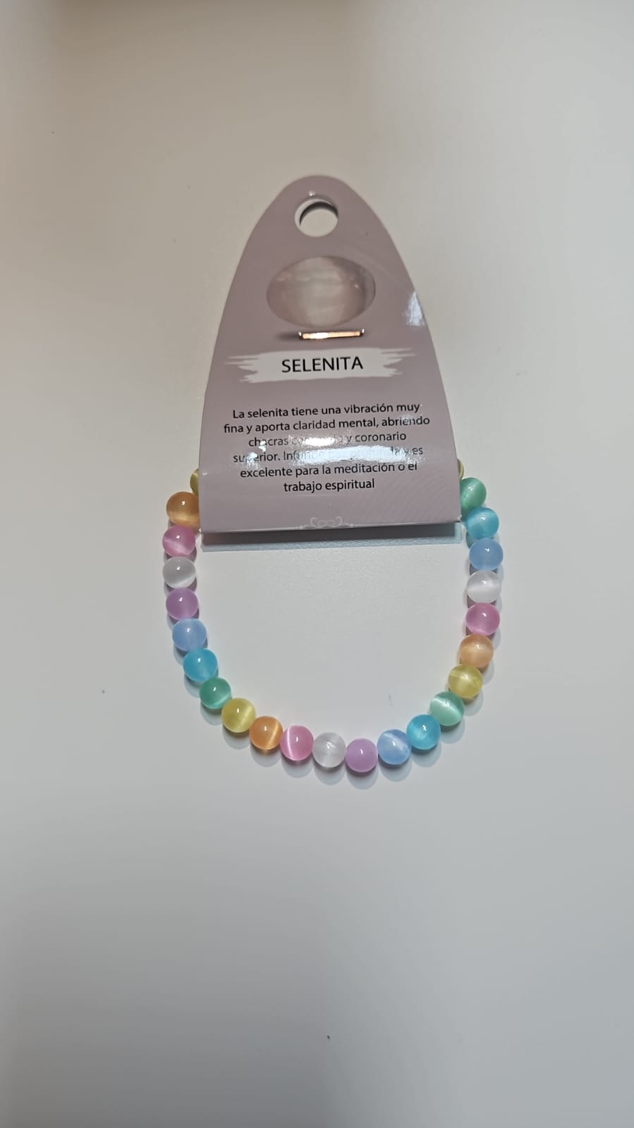 Pulsera Selenita Arcoiris 6 mm