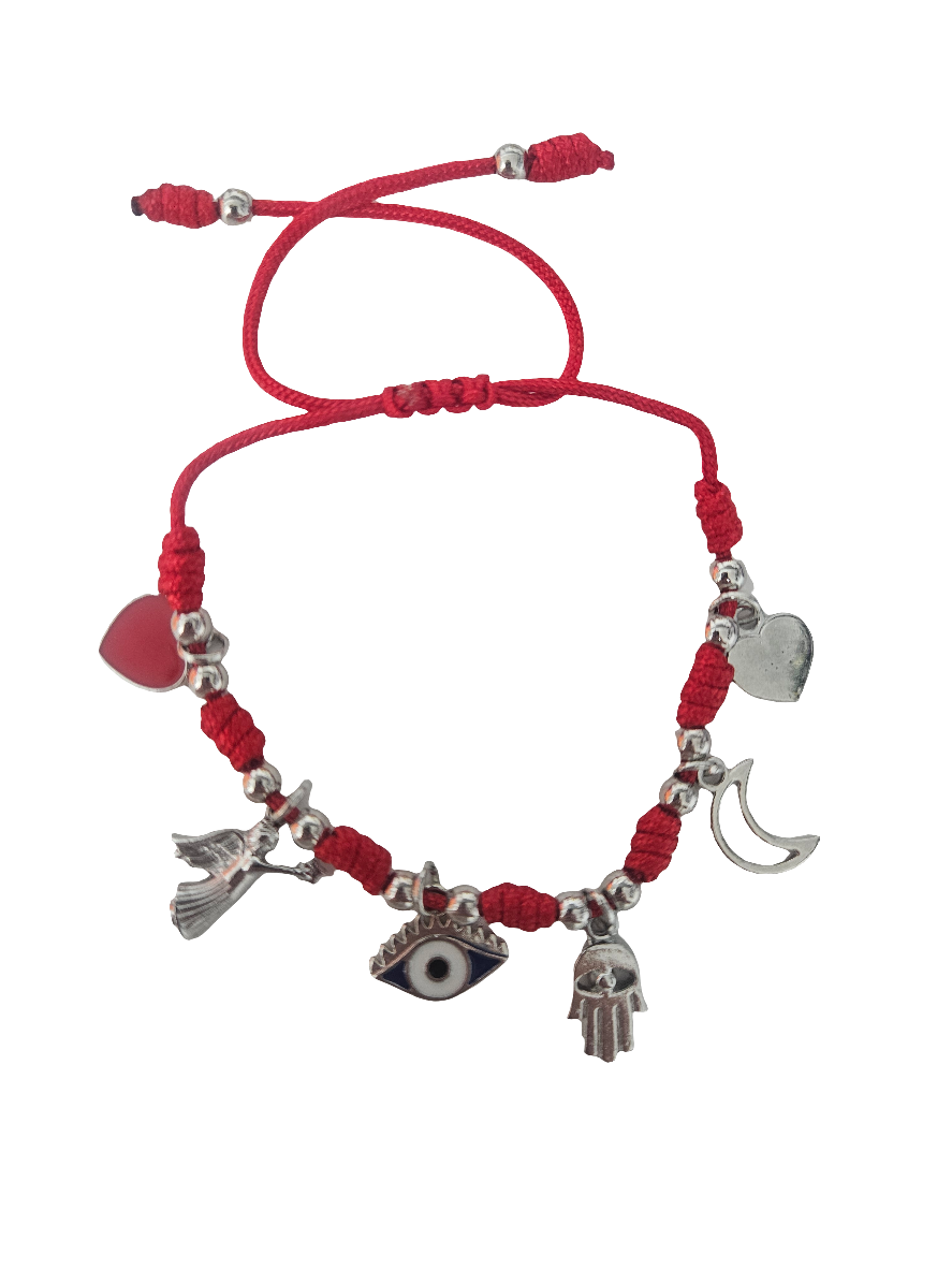 Pulsera Protección siete nudos roja