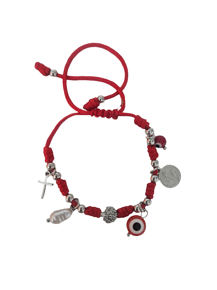 Pulsera Protección siete nudos roja