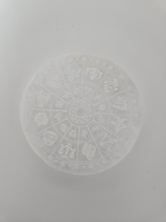 Zodiac Selenite Plate